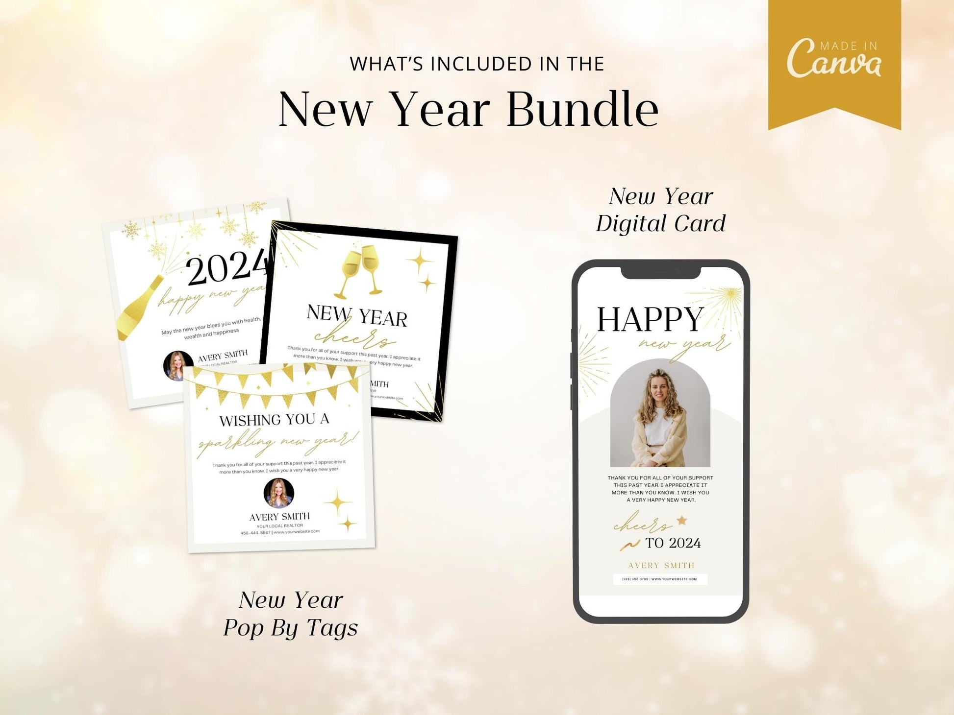 Real Estate New Year Bundle: Elevate Your Marketing with Professional Templates for a Memorable New Year Connection.