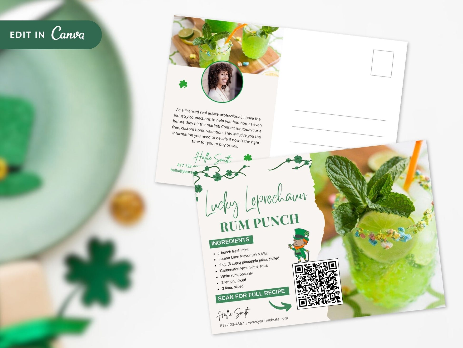 St. Patrick's Recipe Postcard Bundle - Charming and professionally designed postcards featuring delightful St. Patrick's Day recipes.