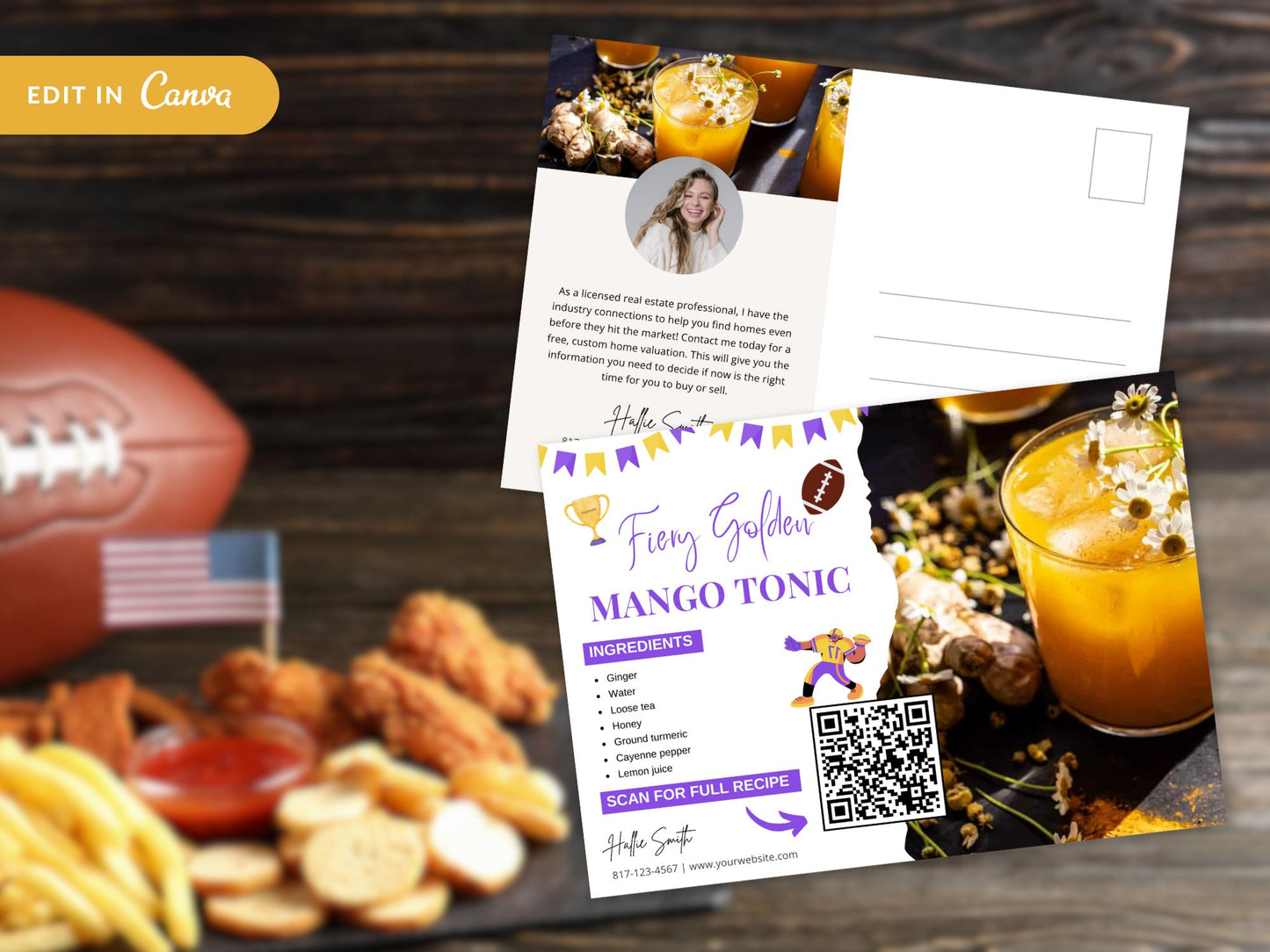 Super Bowl Real Estate Recipe Postcards - Themed postcards with tasty recipes and real estate tips for the big game.