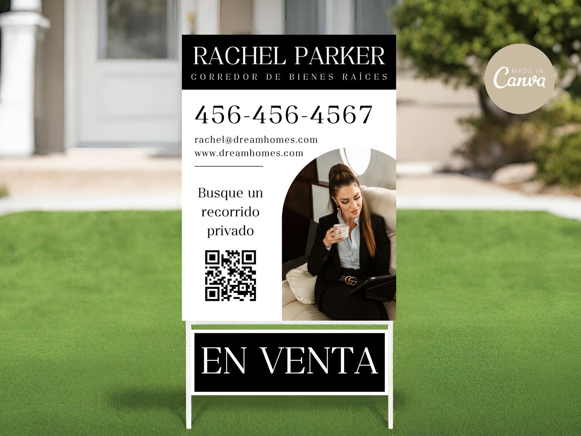 Black Spanish Yard Signs- Stylish yard signs for Spanish-speaking real estate clients.