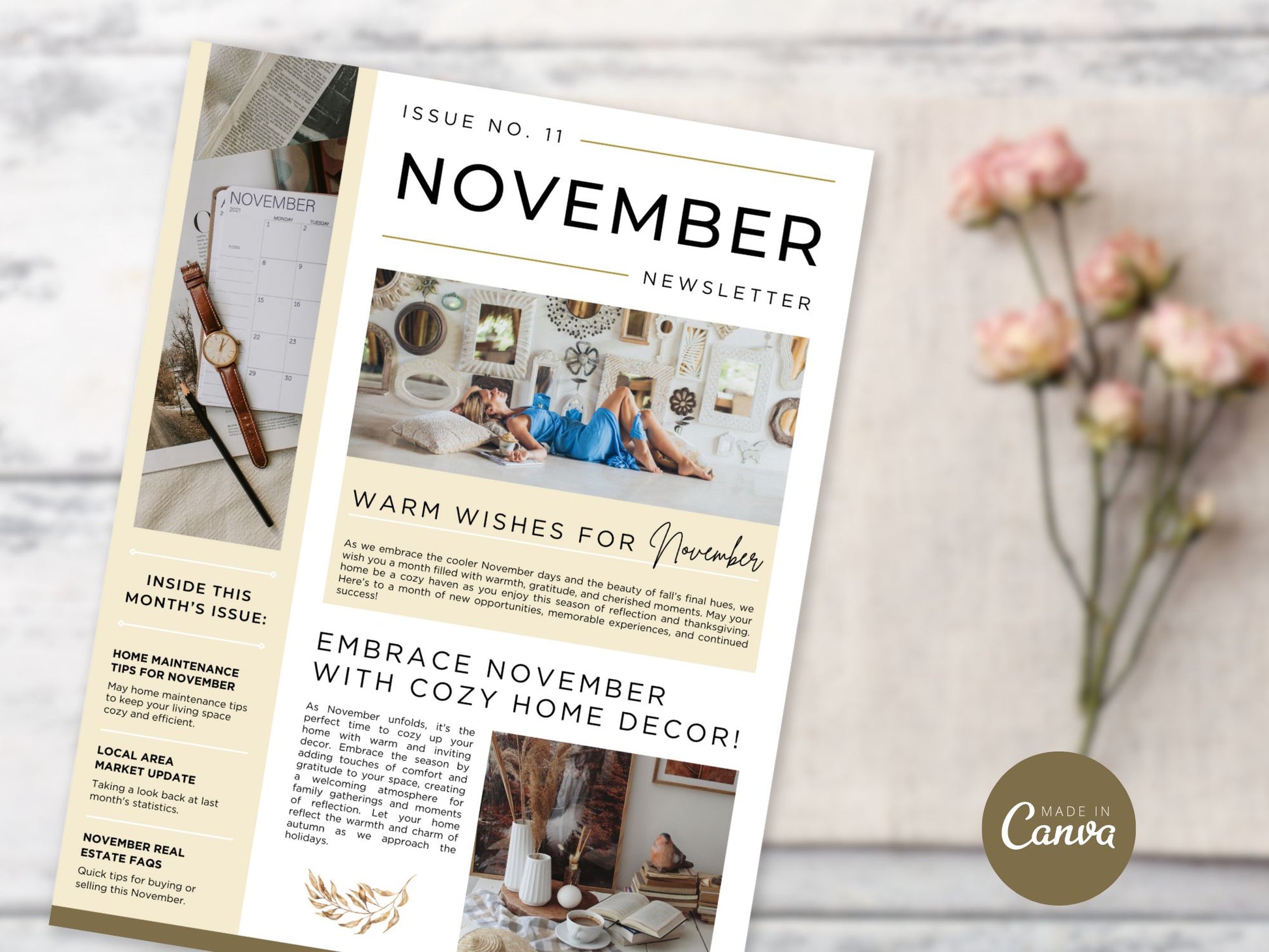 November Newsletter 2024 Vol 02 template for real estate professionals, featuring market updates and seasonal home maintenance tips.