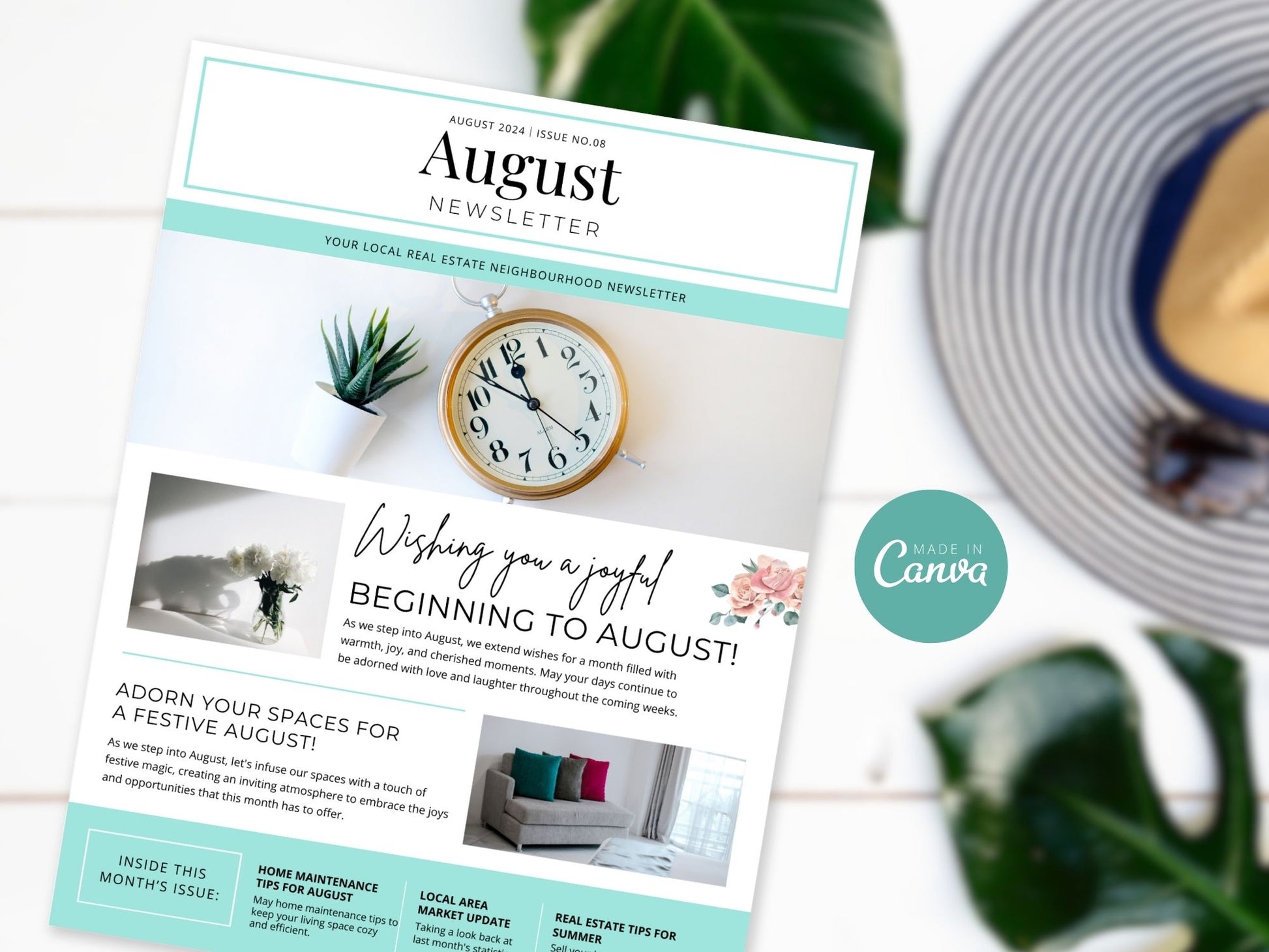 Minimal August Newsletter - Sleek and modern template for real estate updates and insights.