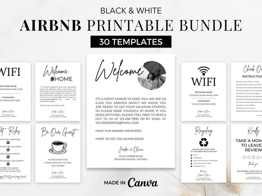 Black & White AirBnb Printable Bundle