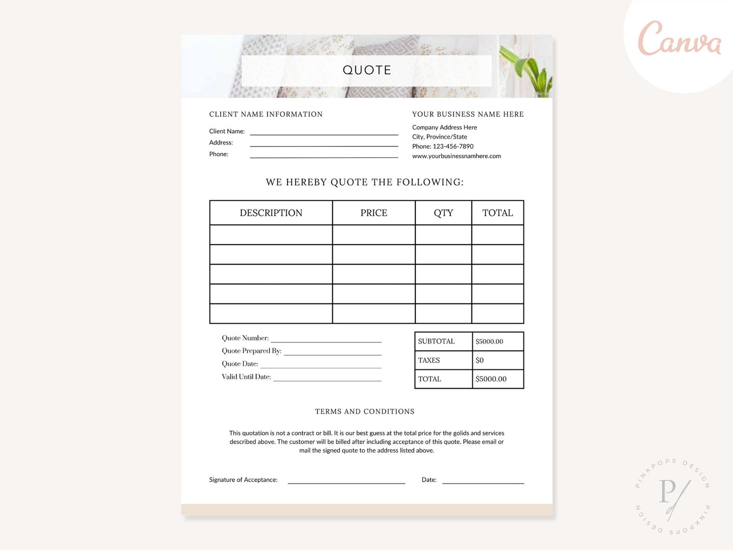 Cleaning Services Quotation - Editable template for presenting professional cleaning service quotes, streamlining the quotation process, ensuring accuracy and organization for quotes in the cleaning business.