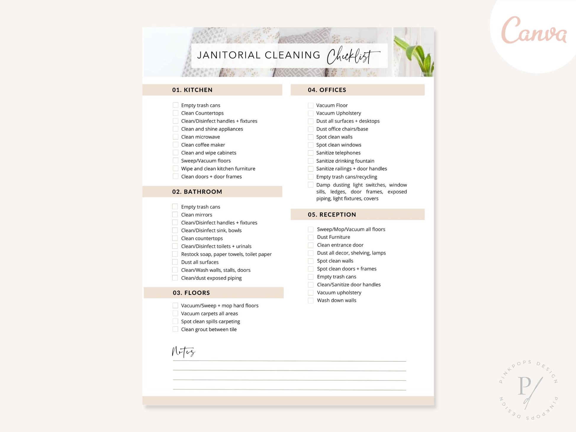 Janitorial Cleaning Checklist - Editable template for ensuring a systematic approach to janitorial cleaning tasks, maintaining cleanliness and order in any facility.