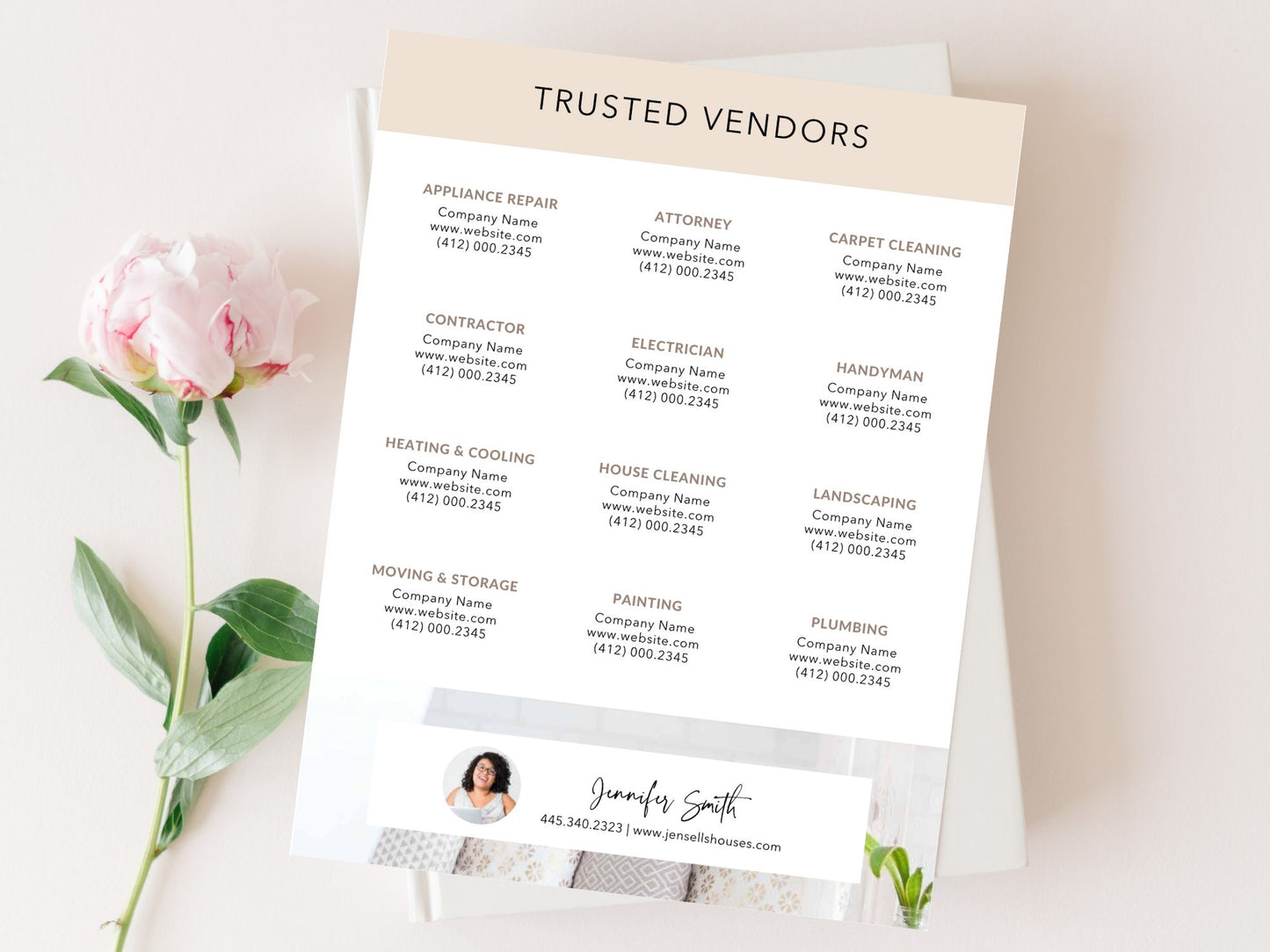 Real Estate Trusted Vendors Flyer - Editable template for connecting clients with reliable service providers in the real estate market.