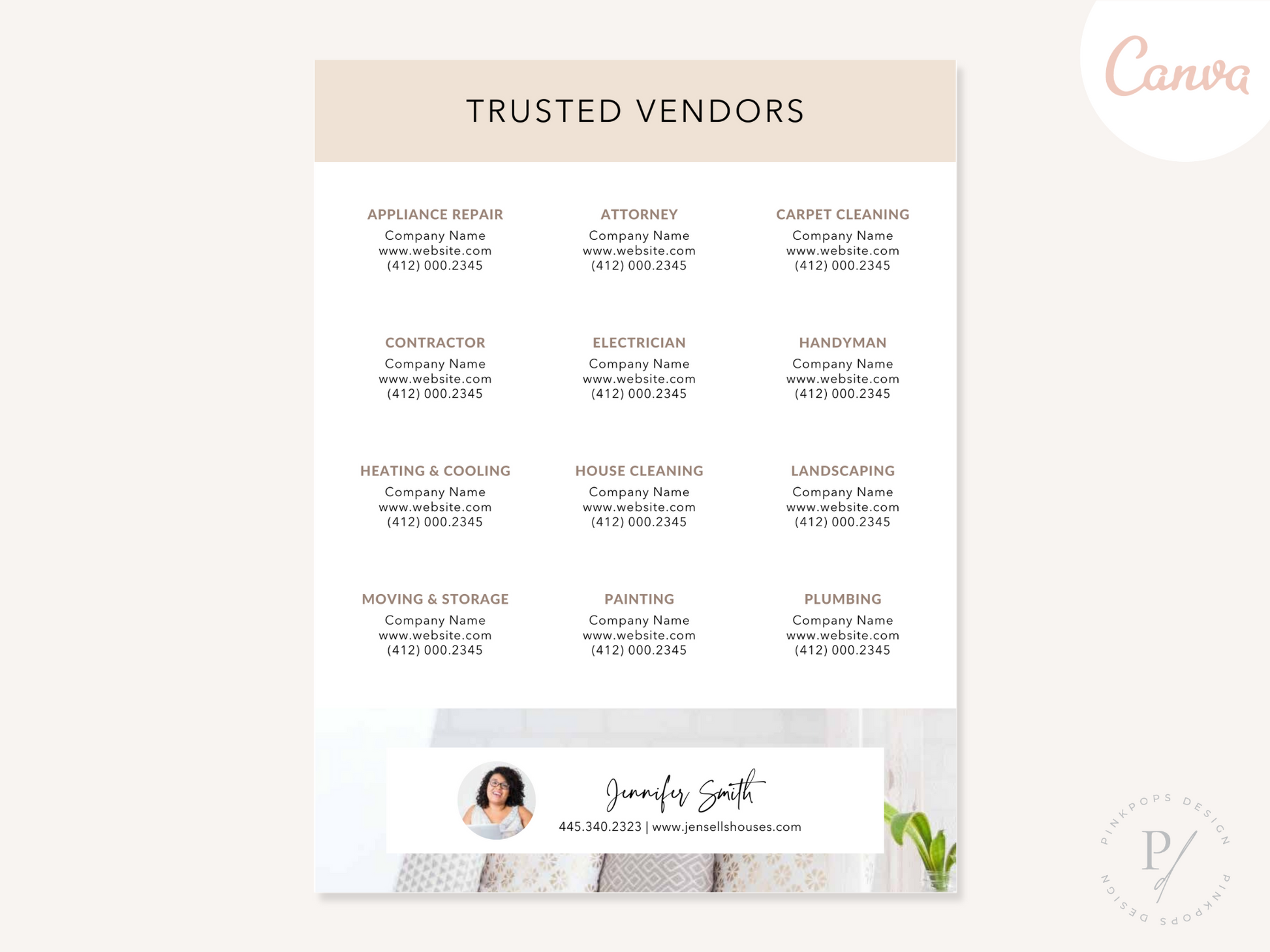 Real Estate Trusted Vendors Flyer - Editable template for connecting clients with reliable service providers in the real estate market.
