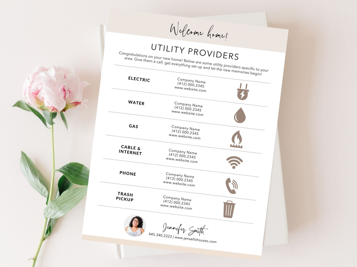 Real Estate Utility Provider List - Editable template for a seamless transition in connecting essential utilities in the real estate journey.
