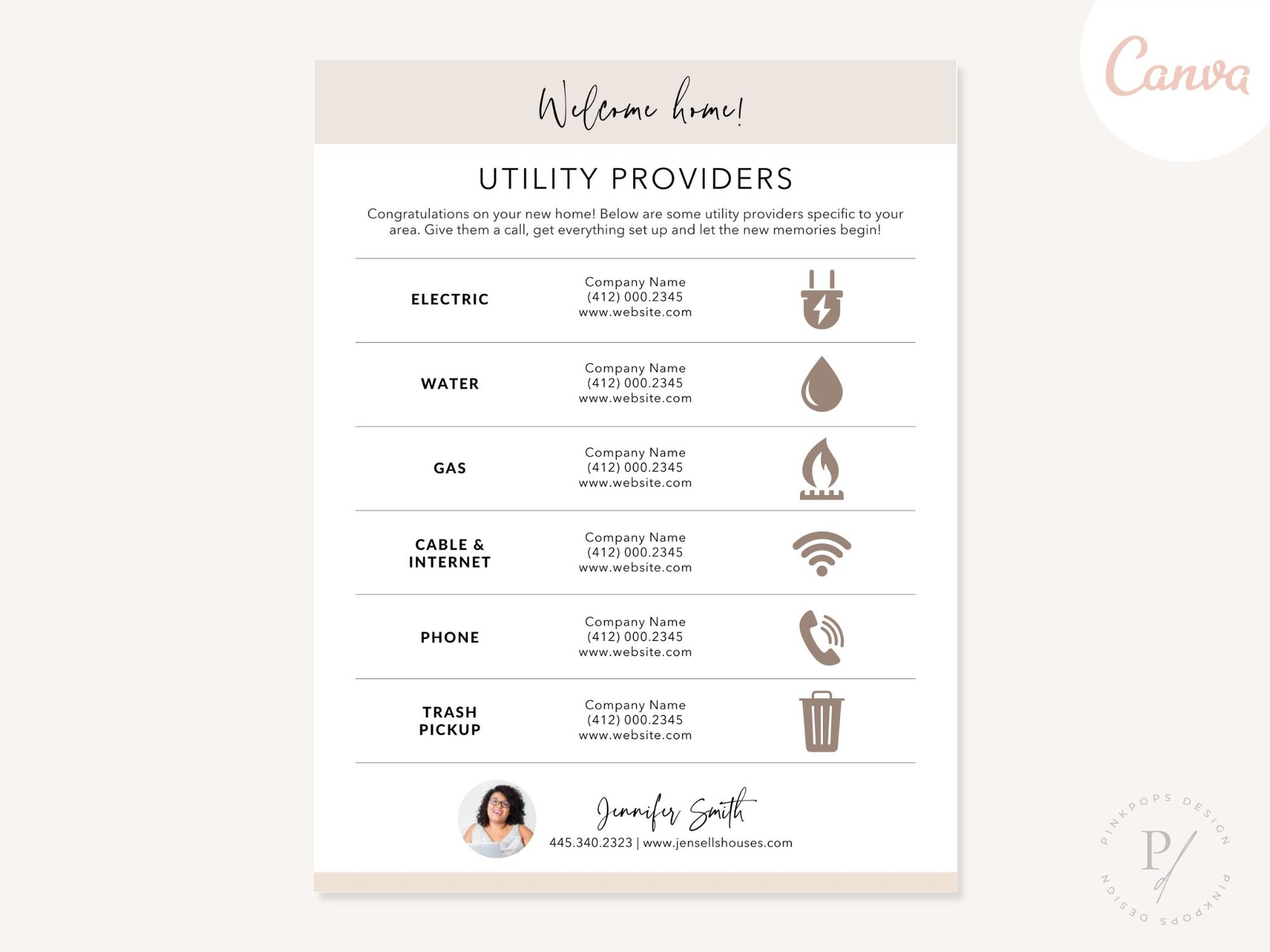 Real Estate Utility Provider List - Editable template for a seamless transition in connecting essential utilities in the real estate journey.