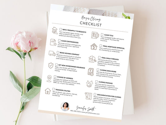 Real Estate Buyer Closing Checklist - Editable template for facilitating a seamless closing process for buyers in the real estate journey.