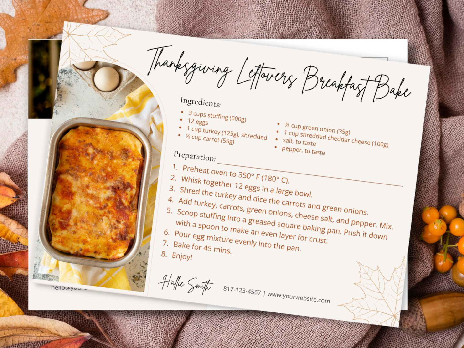 Real Estate Thanksgiving Recipe Postcard - Beautifully crafted postcard featuring a delightful Thanksgiving recipe for expressing gratitude and connecting with clients during the festive season.