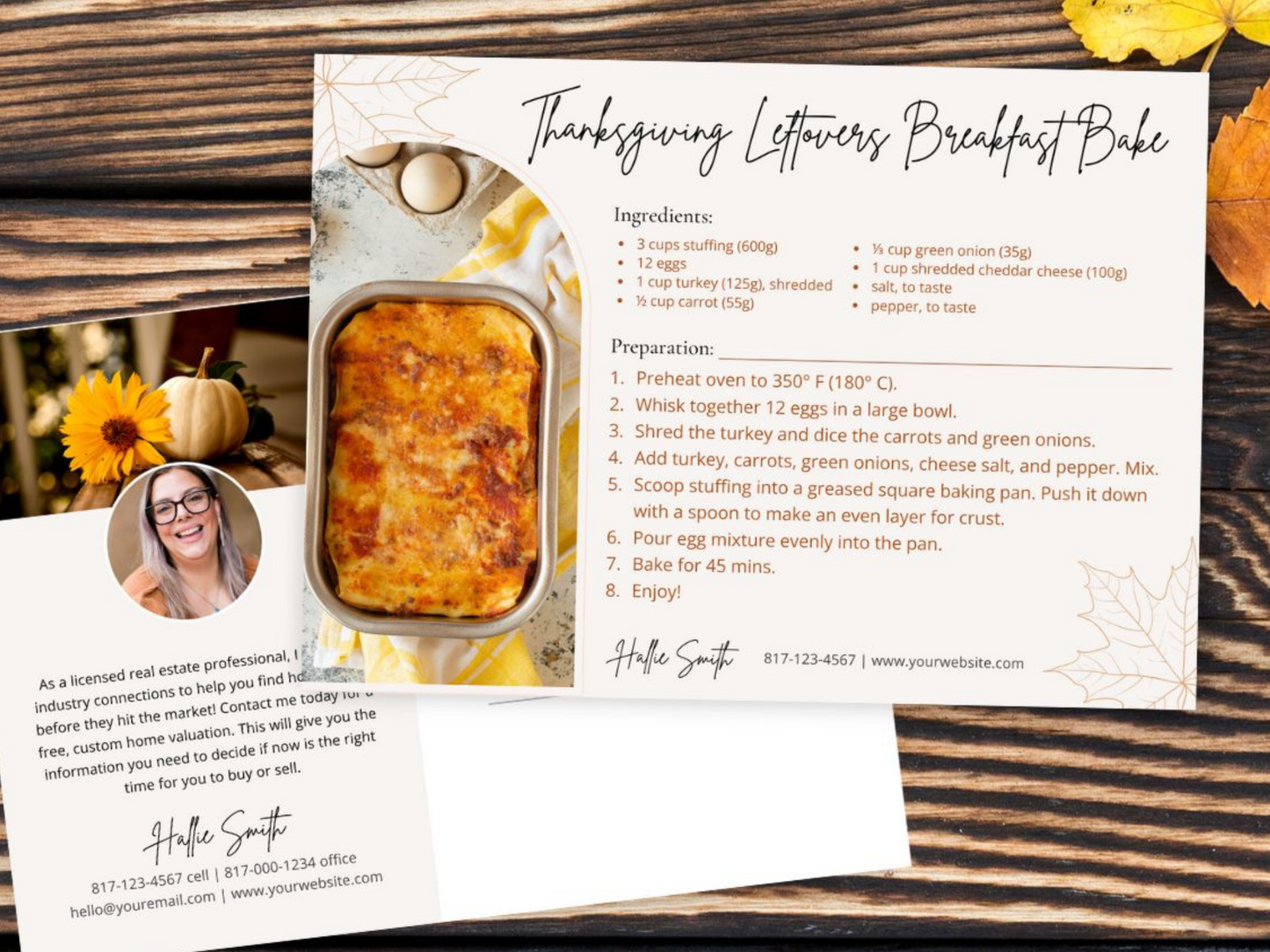 Real Estate Thanksgiving Recipe Postcard - Beautifully crafted postcard featuring a delightful Thanksgiving recipe for expressing gratitude and connecting with clients during the festive season.
