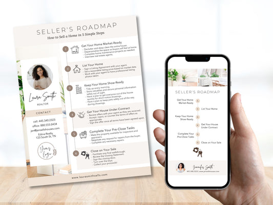 Home Seller's Roadmap Textable and Flyer Bundle Equip your home sellers with a detailed Seller's Roadmap and a convenient Textable Seller Roadmap for a seamless and successful home selling experience.