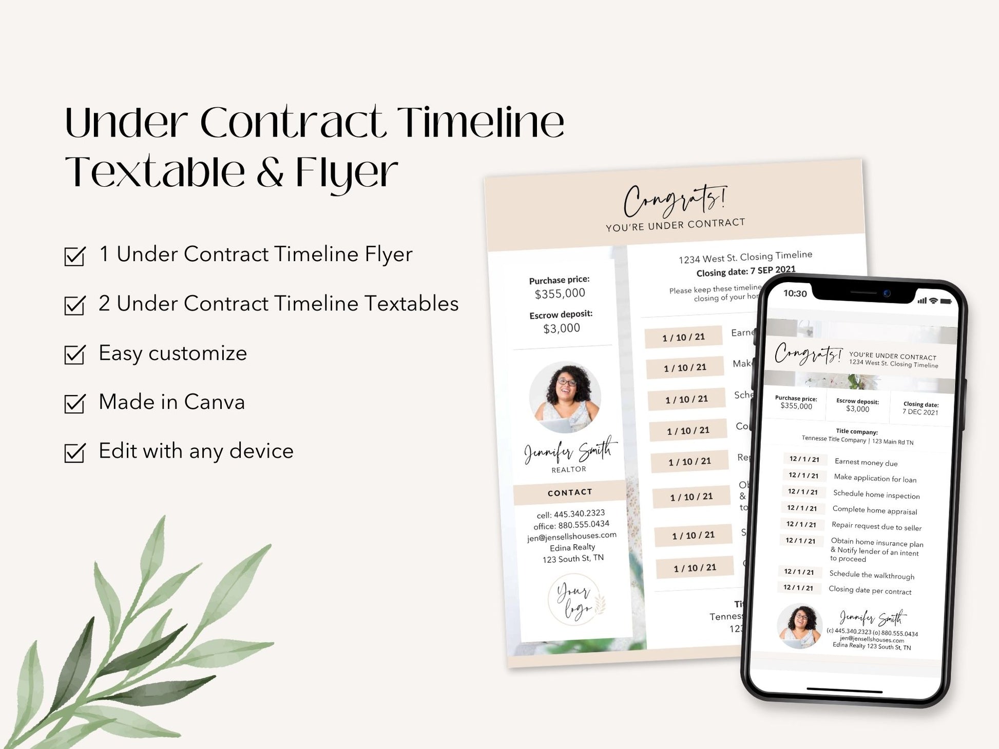 Under Contract Timeline Textable and Flyer Bundle - Professional real estate templates for seamless under-contract communication and client experience enhancement.