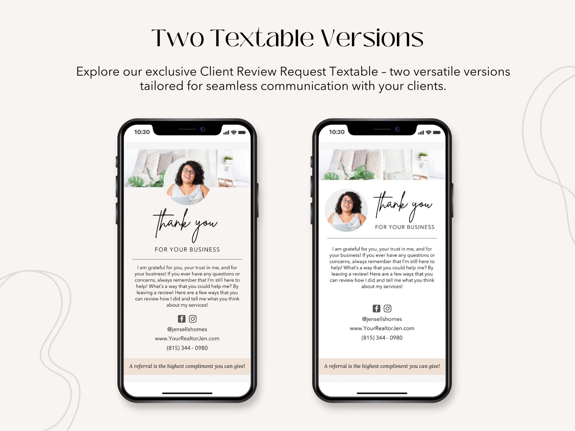 Review Request Textable and Flyer Bundle - Elevate your client engagement and gather valuable feedback effortlessly with a compelling review request flyer and a convenient textable client review request.