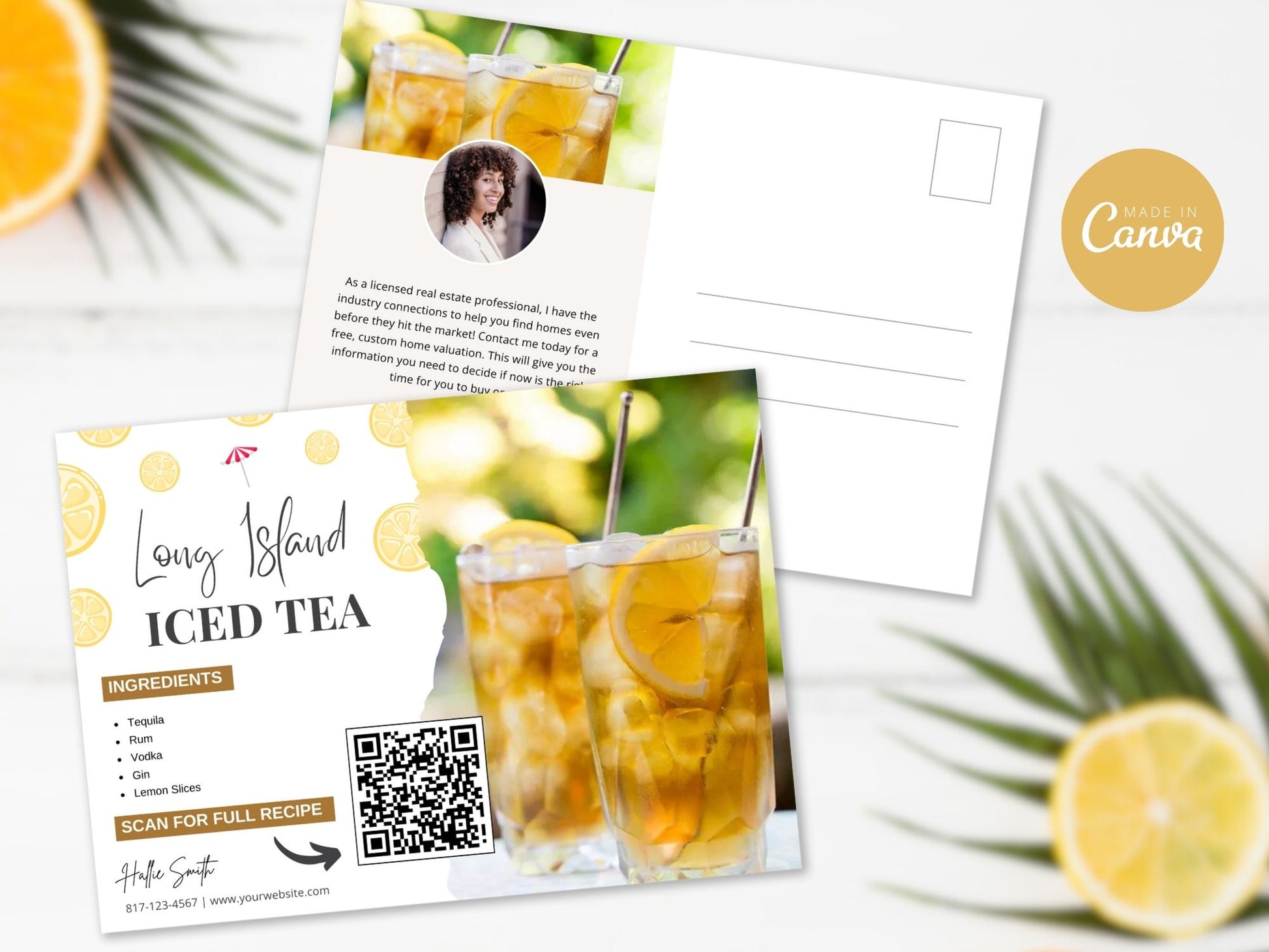 Cocktail Recipe Postcard Bundle - Elevate client connections with Pina Colada, Long Island Iced Tea, and Vodka Strawberry Lemonade recipes. Add a refreshing twist to real estate marketing with delightful cocktail recipe postcards.