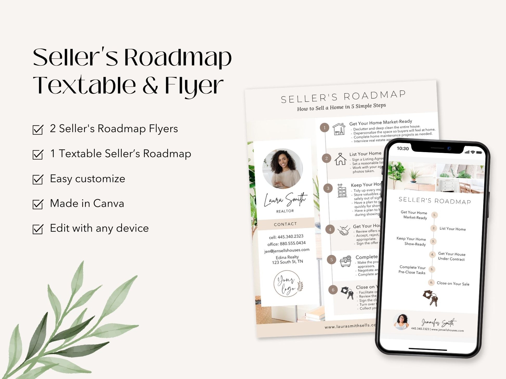 Home Seller's Roadmap Textable and Flyer Bundle Equip your home sellers with a detailed Seller's Roadmap and a convenient Textable Seller Roadmap for a seamless and successful home selling experience.